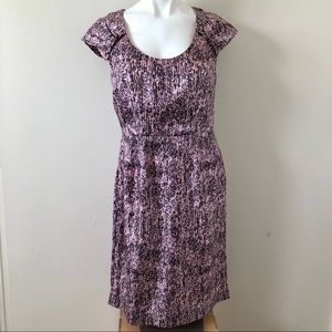 Banana Republic Pink and Purple Silk Watercolor Dress Size 6